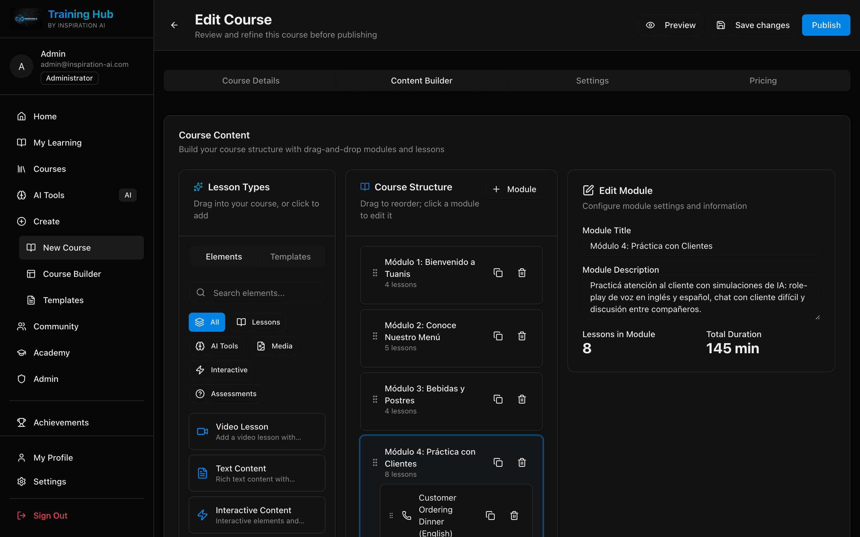 Drag-Drop Course Builder